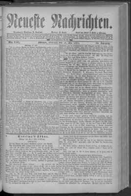 Neueste Nachrichten (Münchner neueste Nachrichten) Mittwoch 18. Mai 1881