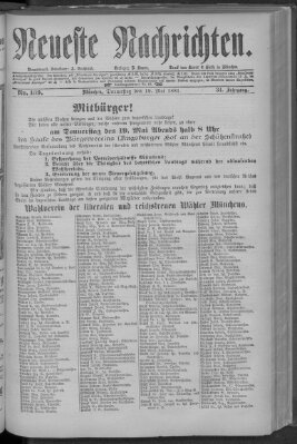 Neueste Nachrichten (Münchner neueste Nachrichten) Donnerstag 19. Mai 1881