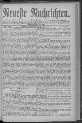 Neueste Nachrichten (Münchner neueste Nachrichten) Donnerstag 9. Juni 1881