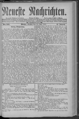 Neueste Nachrichten (Münchner neueste Nachrichten) Samstag 11. Juni 1881