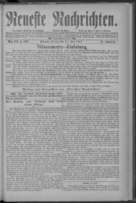 Neueste Nachrichten (Münchner neueste Nachrichten) Freitag 24. Juni 1881