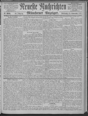 Neueste Nachrichten und Münchener Anzeiger (Münchner neueste Nachrichten) Mittwoch 23. November 1881