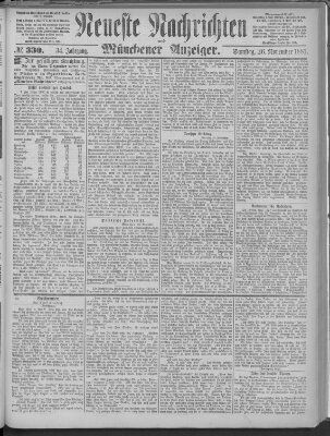 Neueste Nachrichten und Münchener Anzeiger (Münchner neueste Nachrichten) Samstag 26. November 1881