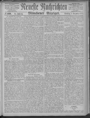 Neueste Nachrichten und Münchener Anzeiger (Münchner neueste Nachrichten) Samstag 3. Dezember 1881