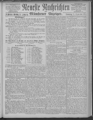 Neueste Nachrichten und Münchener Anzeiger (Münchner neueste Nachrichten) Sonntag 11. Dezember 1881