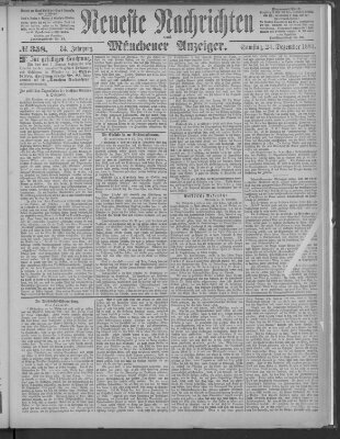 Neueste Nachrichten und Münchener Anzeiger (Münchner neueste Nachrichten) Samstag 24. Dezember 1881