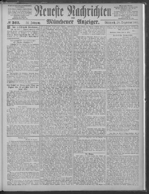 Neueste Nachrichten und Münchener Anzeiger (Münchner neueste Nachrichten) Mittwoch 28. Dezember 1881