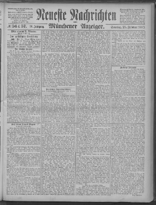 Neueste Nachrichten und Münchener Anzeiger (Münchner neueste Nachrichten) Sonntag 25. Februar 1883