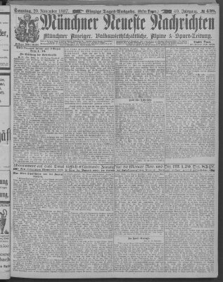 Münchner neueste Nachrichten Sonntag 20. November 1887