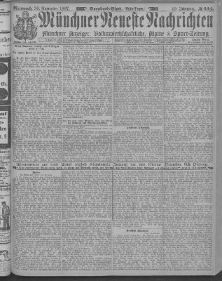 Münchner neueste Nachrichten Mittwoch 30. November 1887