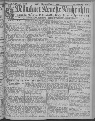 Münchner neueste Nachrichten Mittwoch 7. Dezember 1887