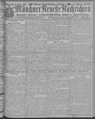 Münchner neueste Nachrichten Donnerstag 8. Dezember 1887