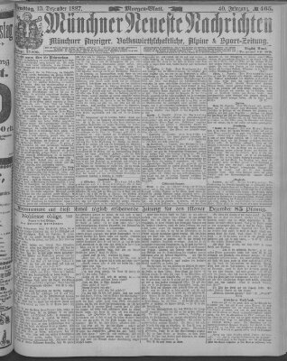 Münchner neueste Nachrichten Donnerstag 13. Oktober 1887