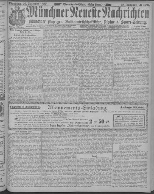 Münchner neueste Nachrichten Dienstag 20. Dezember 1887