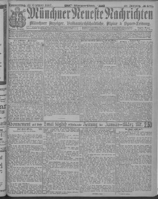 Münchner neueste Nachrichten Donnerstag 22. Dezember 1887