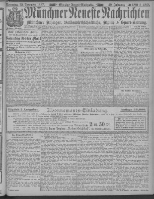 Münchner neueste Nachrichten Sonntag 25. Dezember 1887