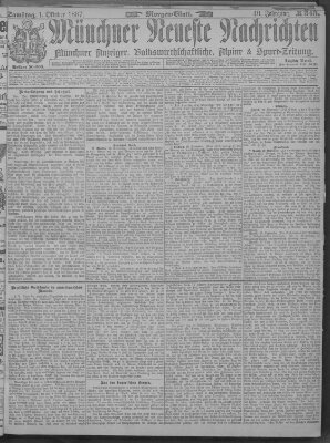 Münchner neueste Nachrichten Samstag 1. Oktober 1887