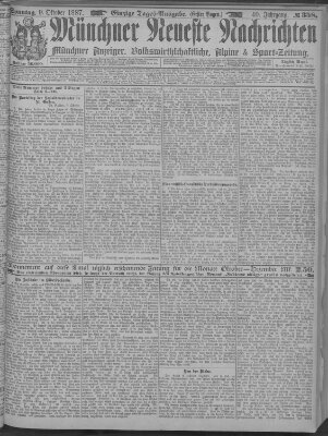 Münchner neueste Nachrichten Sonntag 9. Oktober 1887