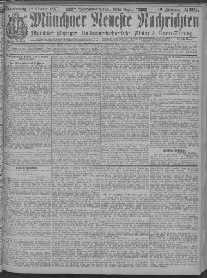 Münchner neueste Nachrichten Donnerstag 13. Oktober 1887