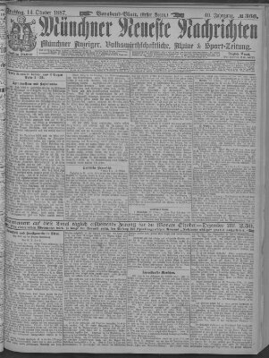 Münchner neueste Nachrichten Freitag 14. Oktober 1887