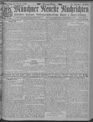 Münchner neueste Nachrichten Donnerstag 20. Oktober 1887