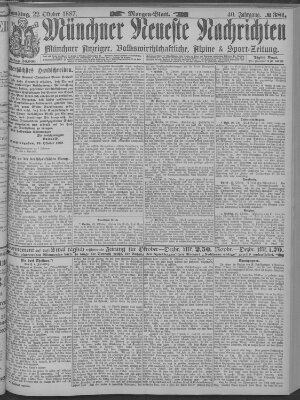 Münchner neueste Nachrichten Samstag 22. Oktober 1887