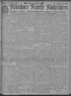 Münchner neueste Nachrichten Dienstag 25. Oktober 1887