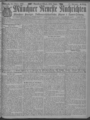 Münchner neueste Nachrichten Mittwoch 26. Oktober 1887