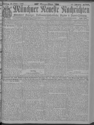 Münchner neueste Nachrichten Samstag 29. Oktober 1887