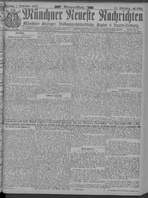 Münchner neueste Nachrichten Freitag 4. November 1887