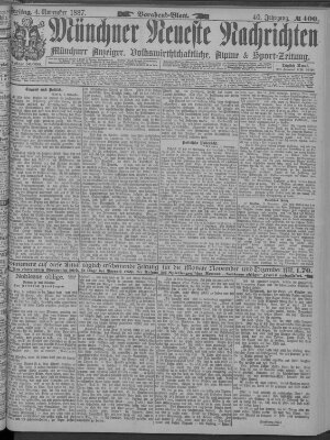 Münchner neueste Nachrichten Freitag 4. November 1887