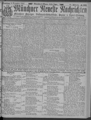 Münchner neueste Nachrichten Samstag 5. November 1887