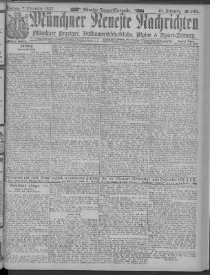 Münchner neueste Nachrichten Montag 7. November 1887