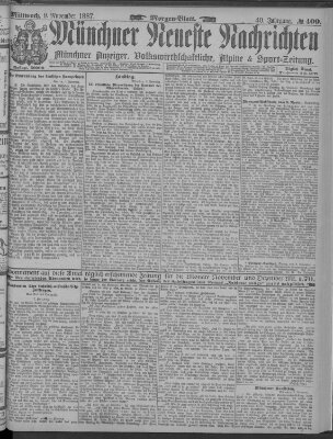 Münchner neueste Nachrichten Mittwoch 9. November 1887