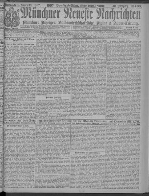 Münchner neueste Nachrichten Mittwoch 9. November 1887