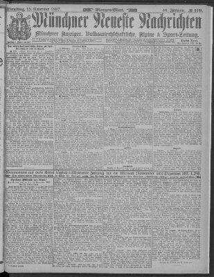 Münchner neueste Nachrichten Dienstag 15. November 1887