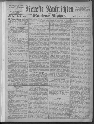 Neueste Nachrichten und Münchener Anzeiger (Münchner neueste Nachrichten) Dienstag 3. Januar 1882