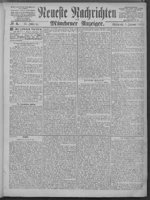 Neueste Nachrichten und Münchener Anzeiger (Münchner neueste Nachrichten) Mittwoch 4. Januar 1882