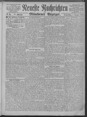 Neueste Nachrichten und Münchener Anzeiger (Münchner neueste Nachrichten) Donnerstag 5. Januar 1882