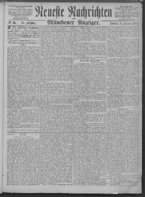 Neueste Nachrichten und Münchener Anzeiger (Münchner neueste Nachrichten) Freitag 6. Januar 1882