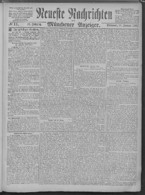 Neueste Nachrichten und Münchener Anzeiger (Münchner neueste Nachrichten) Mittwoch 11. Januar 1882