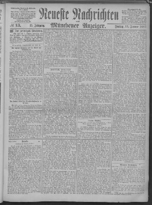 Neueste Nachrichten und Münchener Anzeiger (Münchner neueste Nachrichten) Freitag 13. Januar 1882