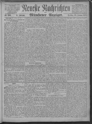 Neueste Nachrichten und Münchener Anzeiger (Münchner neueste Nachrichten) Freitag 20. Januar 1882