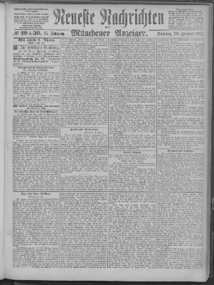 Neueste Nachrichten und Münchener Anzeiger (Münchner neueste Nachrichten) Sonntag 29. Januar 1882