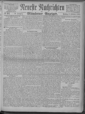 Neueste Nachrichten und Münchener Anzeiger (Münchner neueste Nachrichten) Freitag 3. Februar 1882