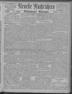 Neueste Nachrichten und Münchener Anzeiger (Münchner neueste Nachrichten) Samstag 4. Februar 1882