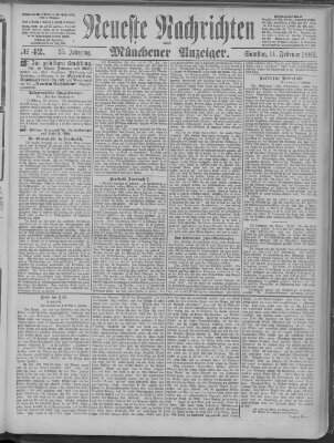 Neueste Nachrichten und Münchener Anzeiger (Münchner neueste Nachrichten) Samstag 11. Februar 1882