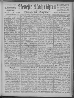 Neueste Nachrichten und Münchener Anzeiger (Münchner neueste Nachrichten) Freitag 24. Februar 1882