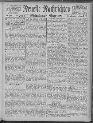 Neueste Nachrichten und Münchener Anzeiger (Münchner neueste Nachrichten) Samstag 25. Februar 1882