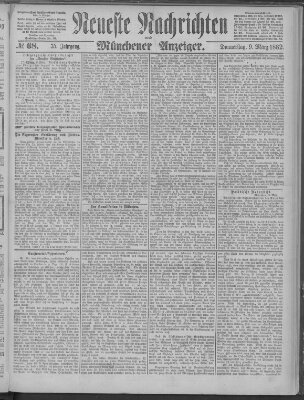 Neueste Nachrichten und Münchener Anzeiger (Münchner neueste Nachrichten) Donnerstag 9. März 1882